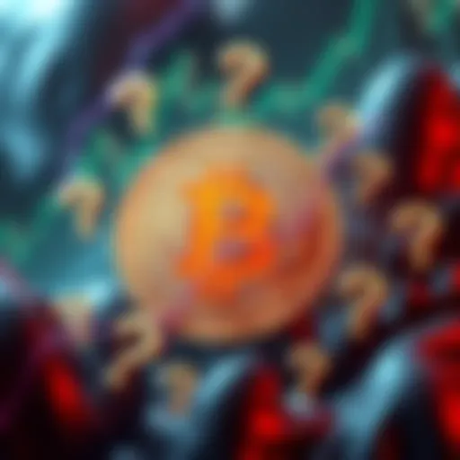 Bitcoin Price Stagnation Bitcoin symbol with a price chart showing flat trends around $64K, surrounded by question marks representing uncertainty.