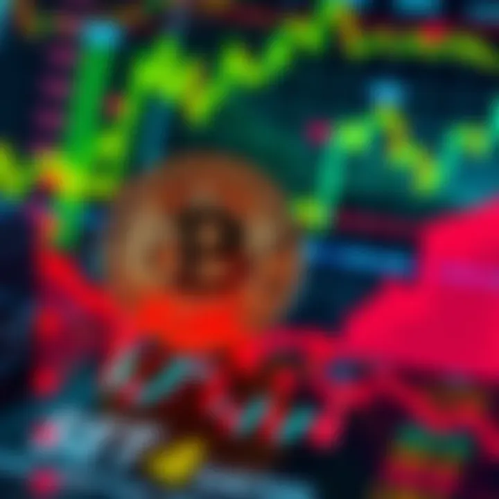 Bitcoin breaking past $70,000 with a rising chart graph and tech stock symbols in the background