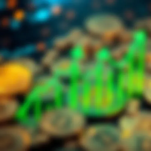 Bitcoin Price Surge A graph showing Bitcoin's rise back to 80K, with green arrows indicating upward movement and a visual of Bitcoin coins in the background.