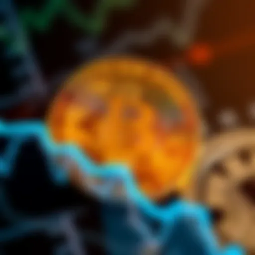 Bitcoin symbol with an upward trend graph showing significant price increase