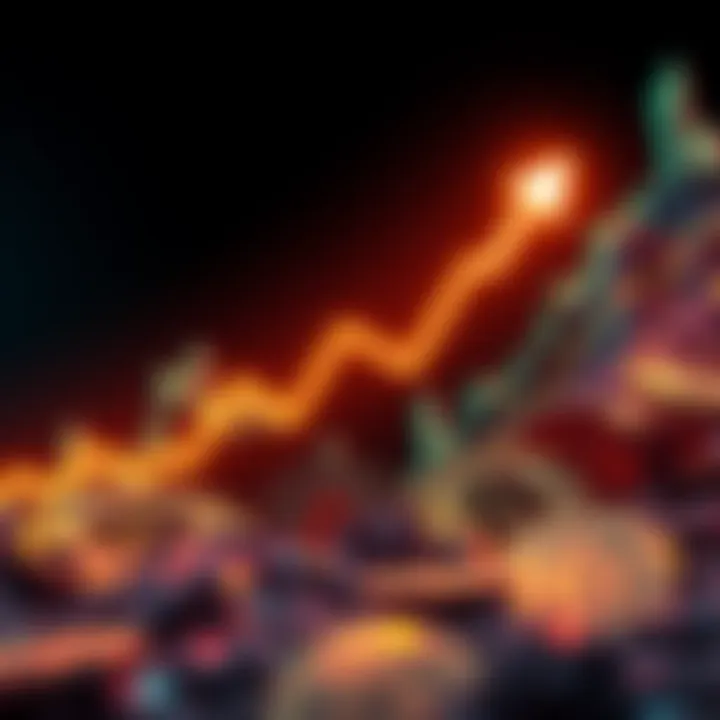 A graph showing the rise of Bitcoin's value with an upward trend