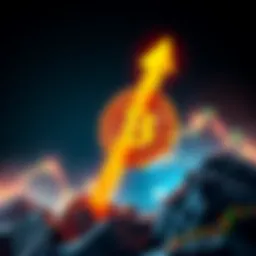 A graphic showing Bitcoin symbol with an arrow pointing upward, indicating a price surge to $10 million