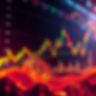 Bitcoin price trend chart A chart showing Bitcoin's price movement resembling tech stock trends, with fluctuating lines and candle graphs.