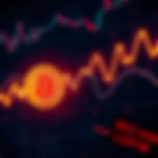 A graph showing fluctuating Bitcoin prices with a downward trend, symbolizing market changes after an AI bubble burst.