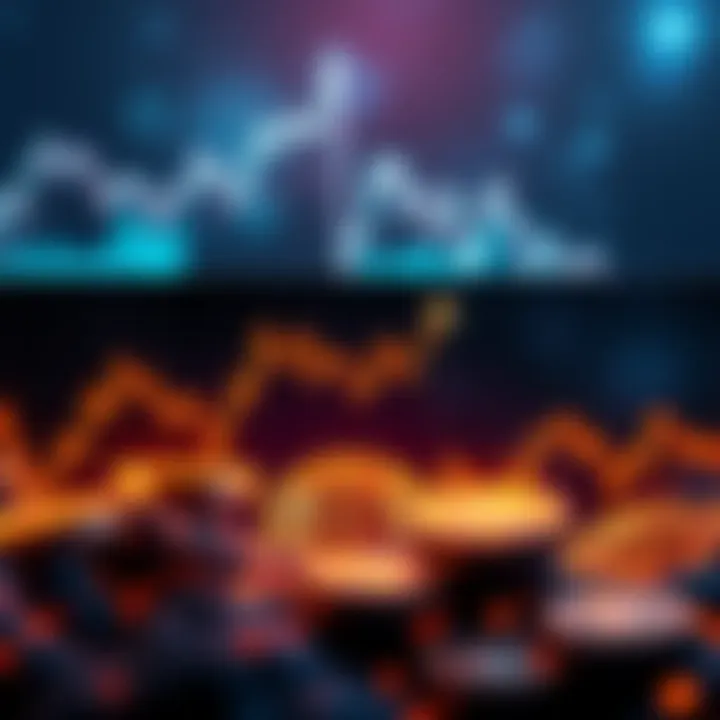 Graph showing Bitcoin's price movements over time with rising and falling patterns