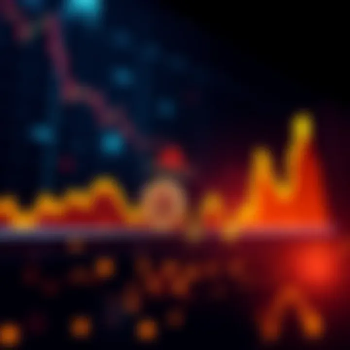 A graph showing Bitcoin's price movements over time, highlighting its cyclical patterns, with arrows indicating upward and downward trends.
