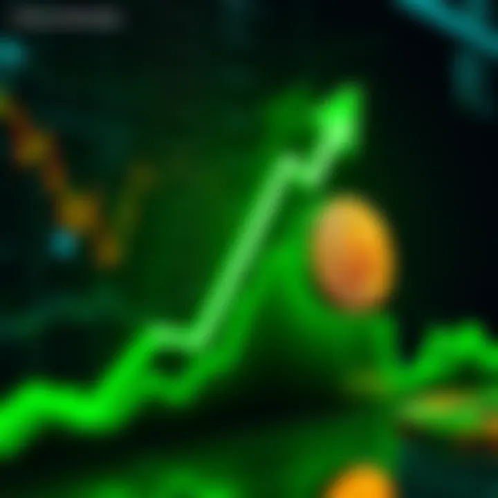 Bitcoin Price Upward Trend Graph showing Bitcoin price rising with green arrows indicating growth, symbolizing new investments and market shift.