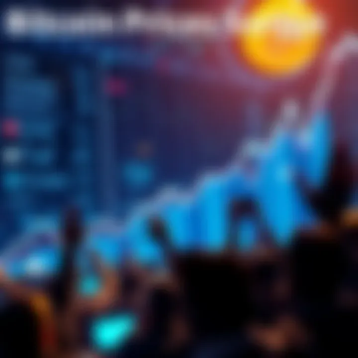 Graph showing rising Bitcoin prices with excited investors in the background