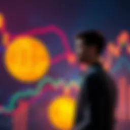 A person considering cryptocurrency investment options with Bitcoin graphic in the background