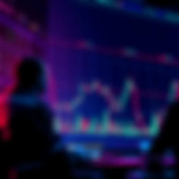 Graph showing a downward trend in Bitcoin price with a trader considering whether to buy, reflecting mixed market sentiments.