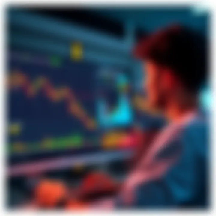 A person looking at a computer screen displaying Bitcoin price charts and market trends.