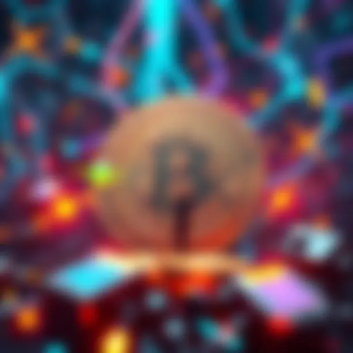 Representation of Bitcoin with quantum symbols and miners assessing new security measures, focusing on BIP 360 concept