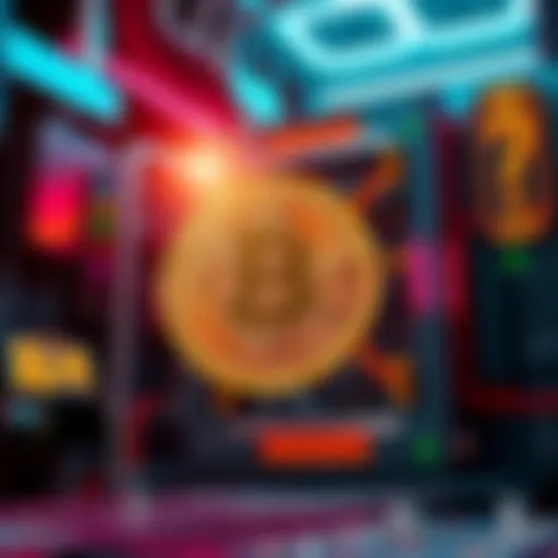 A Bitcoin symbol in front of a large, futuristic quantum computer, highlighting the potential threats to cryptocurrency from advanced technology.