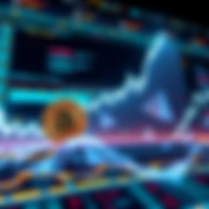 A visual representation of Bitcoin's rising value with a graph showing upward trends and financial news headlines. Symbols of money and economic concerns are included.