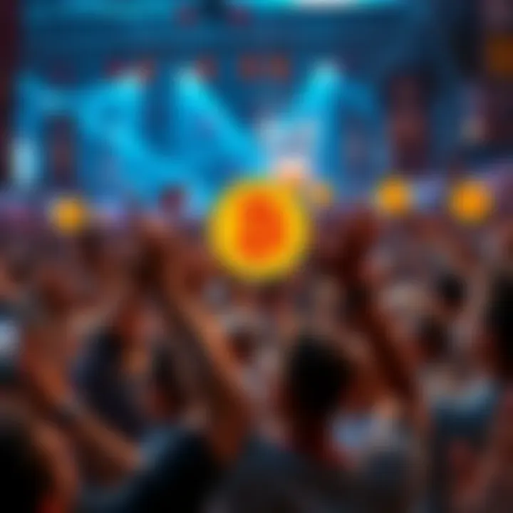 Bitcoin Rally 2025 Enthusiastic crowd cheering for Bitcoin's price rise in 2025, signs and banners promoting BTC