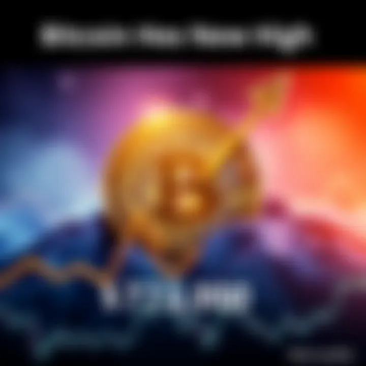 A graphic showing the Bitcoin logo with an upward trend arrow and the price of $73,000 displayed prominently.