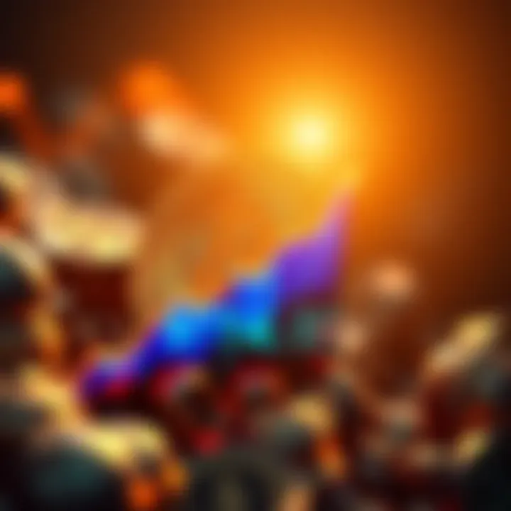 Bitcoin symbol with a rising graph showing a peak at $74,000