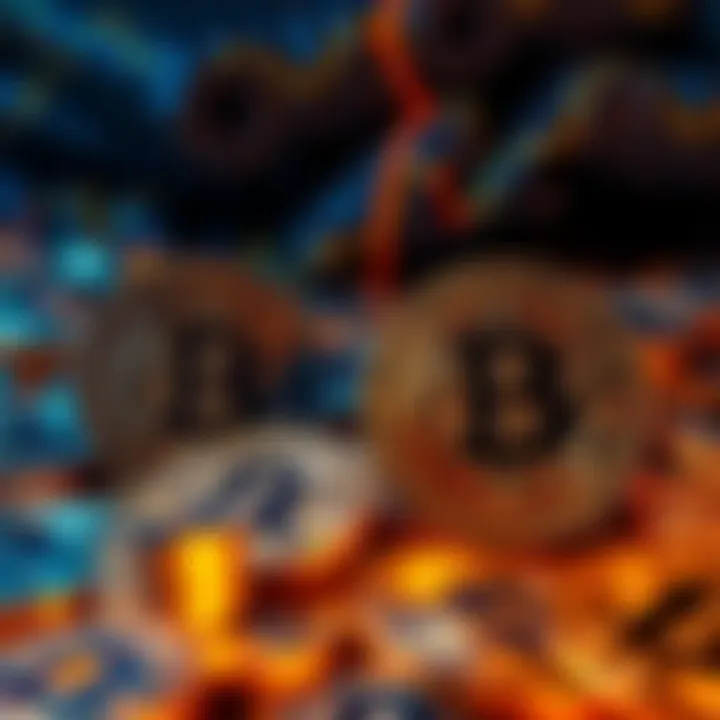 A comparison of renting and buying Bitcoin with visual elements representing both options, such as coins and contracts.