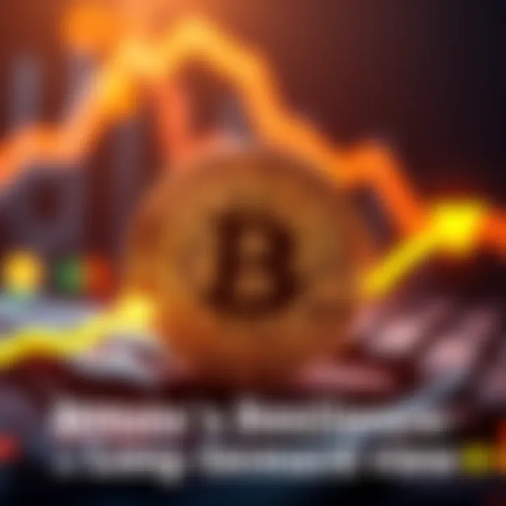 Bitcoin symbol with upward trend line A Bitcoin symbol surrounded by arrows indicating growth and resilience, representing the long-term view in cryptocurrency.