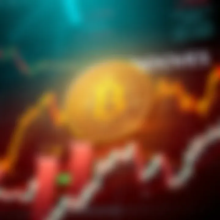 Bitcoin Resilience Amidst Market Trends A Bitcoin symbol surrounded by financial charts showing both upward and downward trends, symbolizing strength during bear market conditions.