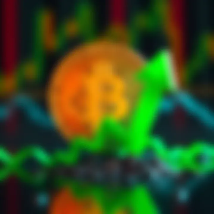 Bitcoin symbol with a green upward arrow, reflecting a rise in value following Jim Cramer's insights.