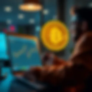 A person reviewing their Bitcoin holdings on a laptop screen while looking satisfied after selling some BTC
