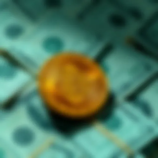 A graphic showing Bitcoin being sold with dollar bills symbolizing dividend payments in the background