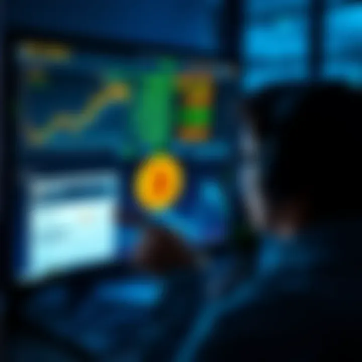 A person looks at a computer screen showing Bitcoin prices and tax forms, contemplating how to report a Bitcoin sale.