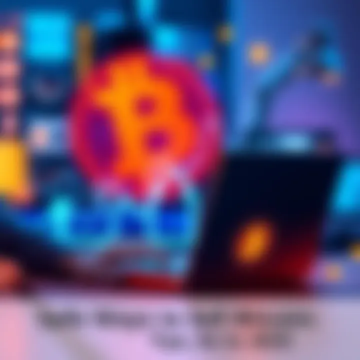 A person safely selling Bitcoin using a laptop, with security icons around, representing safe transactions.