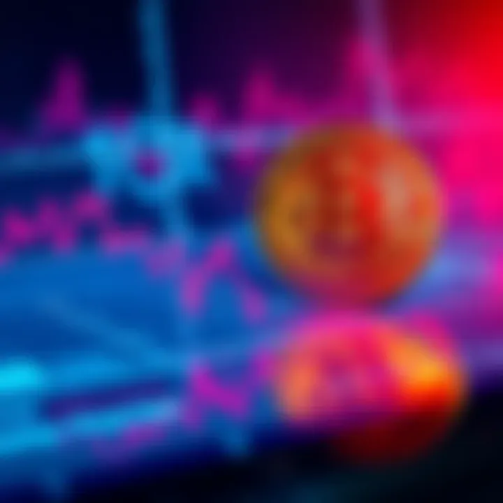 A graph showing declining share prices next to a bitcoin symbol, indicating the impact of a recent bitcoin sale on the company's stock value.