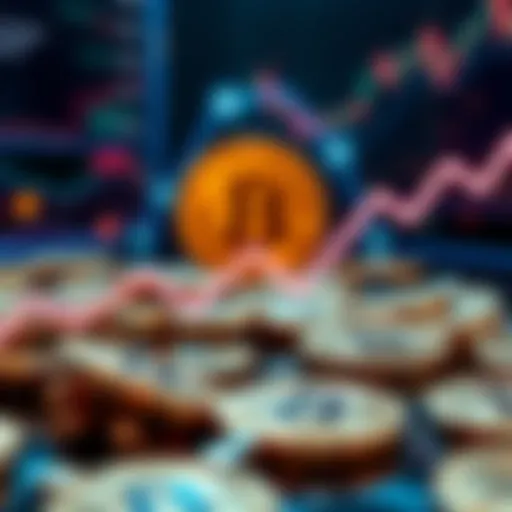 A visual representation of Bitcoin symbols with a downward trend line, indicating sales at a loss.