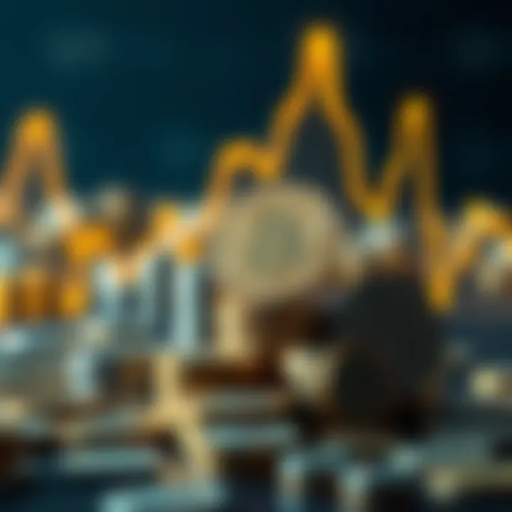 Visual representation of Bitcoin scarcity with coins stacked and a graph showing rising demand.