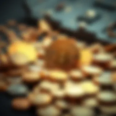 A visual representation showing Bitcoin coins with a few scattered and many locked away, highlighting scarcity