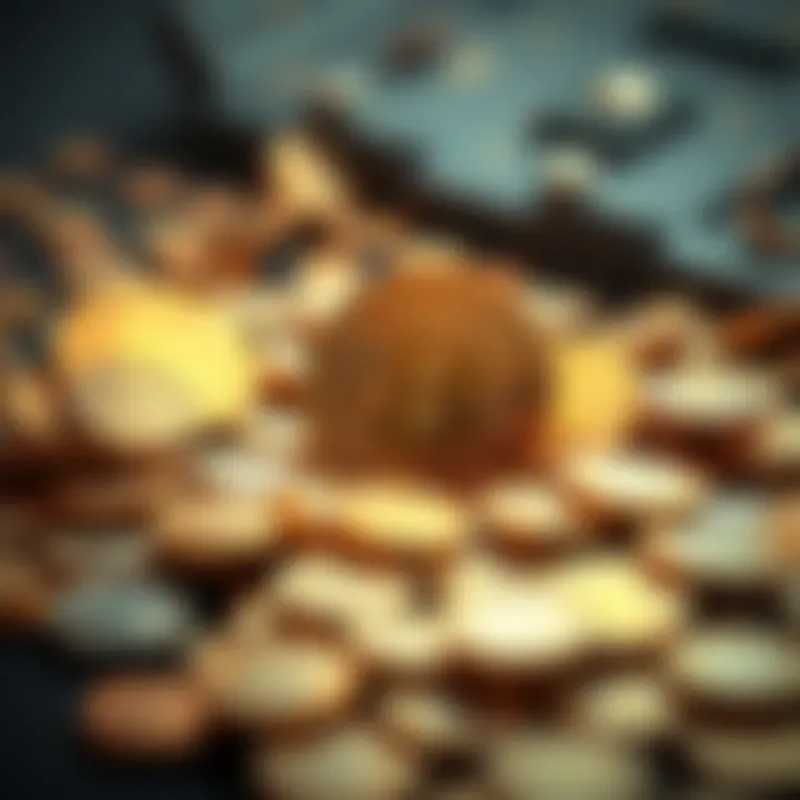 Bitcoin scarcity illustrated with coins A visual representation showing Bitcoin coins with a few scattered and many locked away, highlighting scarcity
