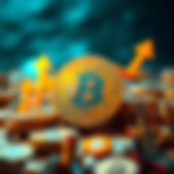 Bitcoin and Scarcity A visual representation of Bitcoin with a limited number of coins and rising value arrows, illustrating the impact of scarcity on investment decisions.