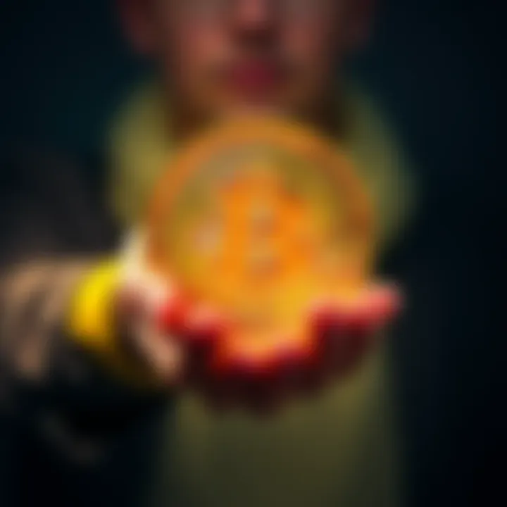 A confident person holding a Bitcoin symbol, representing self-custody and security in cryptocurrency
