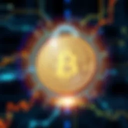 A Bitcoin symbol surrounded by a digital lock, representing secure inheritance planning for cryptocurrency assets.