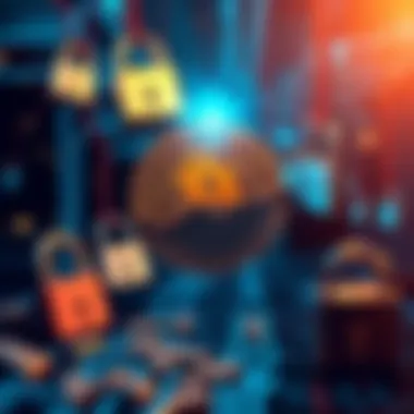 Bitcoin Security Risks Illustration showing a broken Bitcoin symbol surrounded by digital locks, representing hacking and theft risks in cryptocurrency.