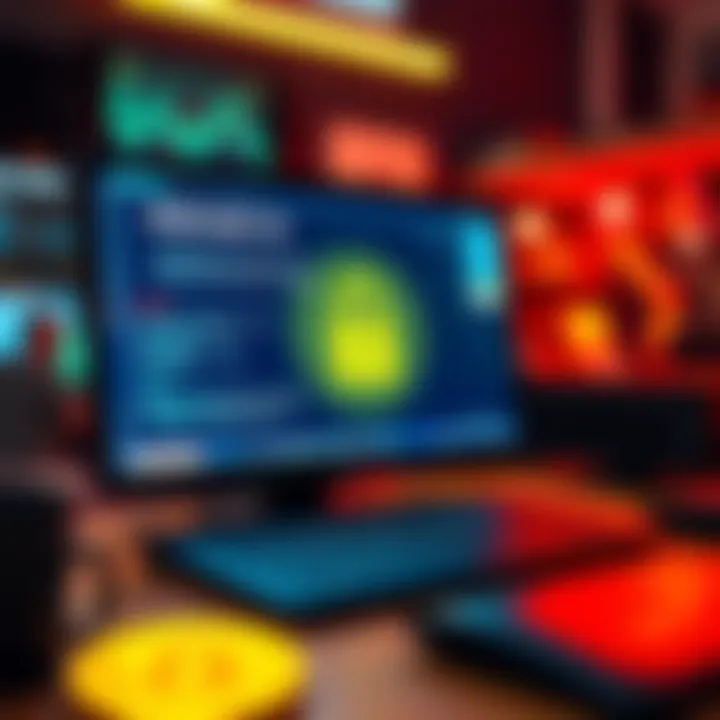 A computer screen displaying Bitcoin wallet security tips with a lock icon and two-factor authentication setup