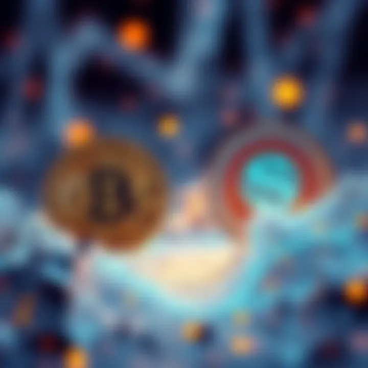 Conceptual image showing Bitcoin and Solana coins exchanging in a decentralized manner, illustrating the idea of seamless cryptocurrency trading without centralized exchanges.