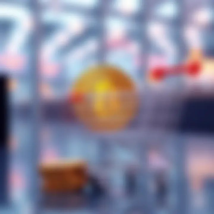 A graphic showing Bitcoin coins next to a shopping cart, symbolizing spending cryptocurrency instead of holding.