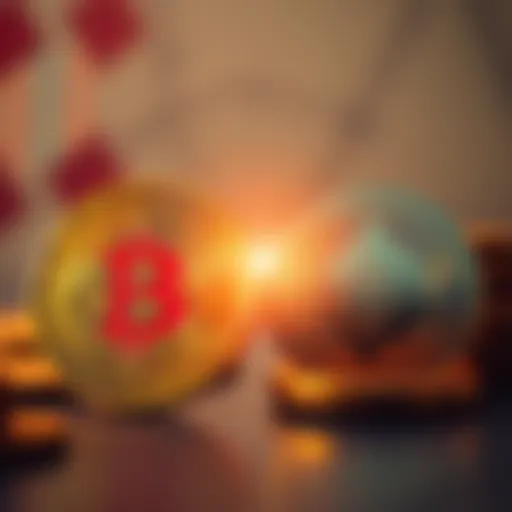 A visual showing Bitcoin and stablecoins side by side, highlighting their contrasting values and stability.