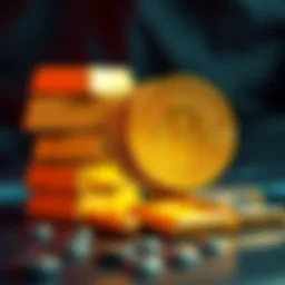 A stack of gold bars next to a Bitcoin symbol, representing Bitcoin's proposed status as a Tier 1 asset in the U.S.
