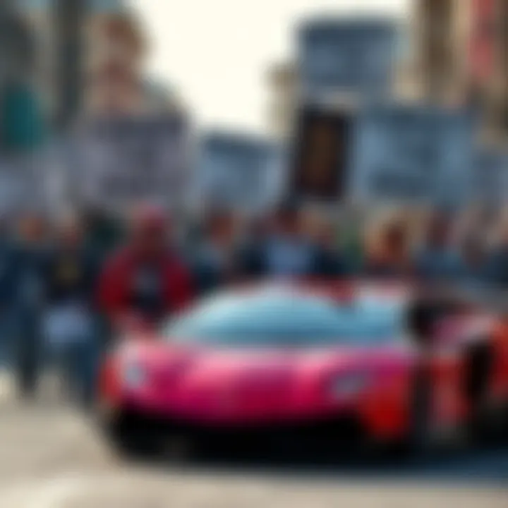 Bitcoin supporters rally against banks Group of Bitcoin enthusiasts expressing frustration with banks, holding signs that say 'Forget the banks!' with a Lamborghini in the background.