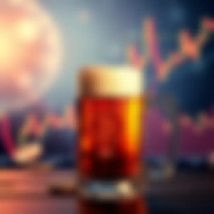 Bitcoin Surge A graphic showing a rising Bitcoin chart with a celebratory beer mug in the foreground, symbolizing responsible investing during market highs.