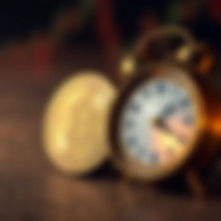 A Bitcoin symbol next to a clock, representing the value of time and money in relation to Bitcoin. It illustrates the idea of reclaiming time and ownership over life.