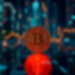 A Bitcoin symbol stands out against a futuristic digital backdrop, representing the rise of cryptocurrency.