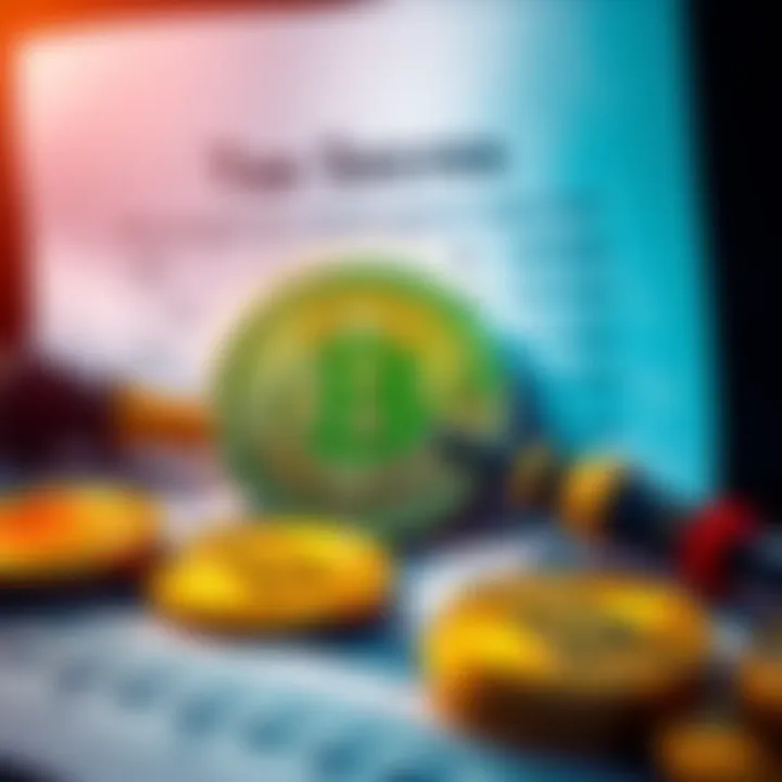 A visual representation of Bitcoin coins with a tax form in the background, symbolizing new capital gains tax laws during a bear market.