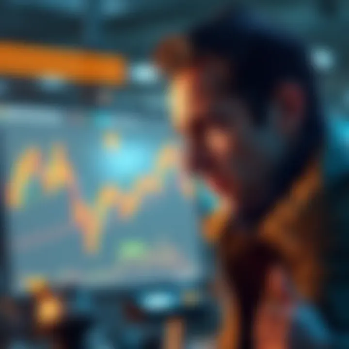 A worried investor looking at a chart showing Bitcoin's decline due to new tax policies in the Netherlands.