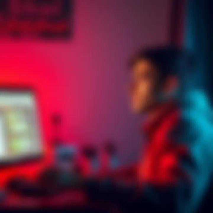 A person reading a Bitcoin thread on their computer, looking engaged and curious about cryptocurrency